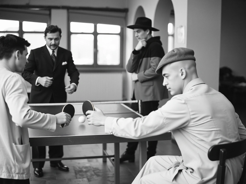 Vintage photo of table tennis players from Azerbaijan's past