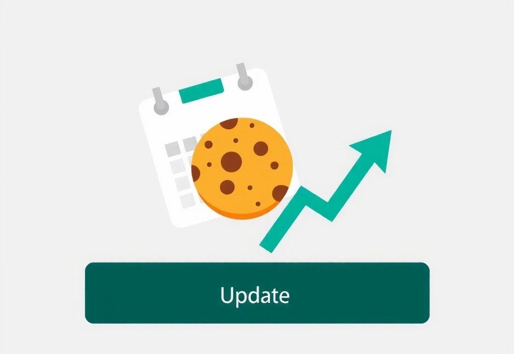 Calendar icon with cookie and update arrow